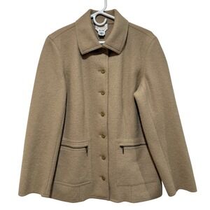 Talbots Alpaca Wool Jacket Coat Tan Camel Large L Peru Lightweight Transitional